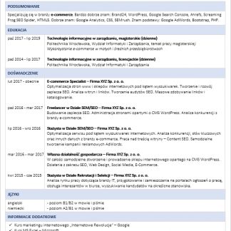 Prosty wzór CV ze zdjęciem
