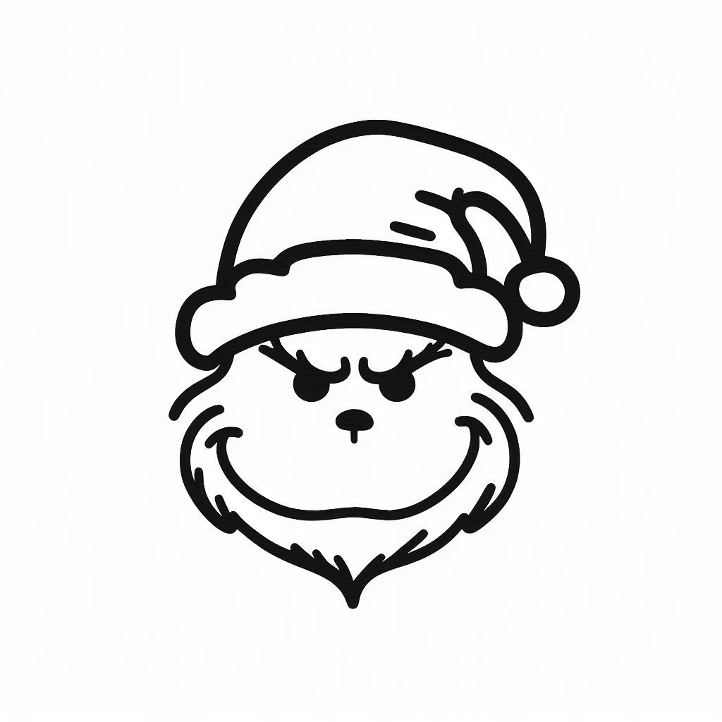 Kolorowanka Grinch w czapce mikołaja