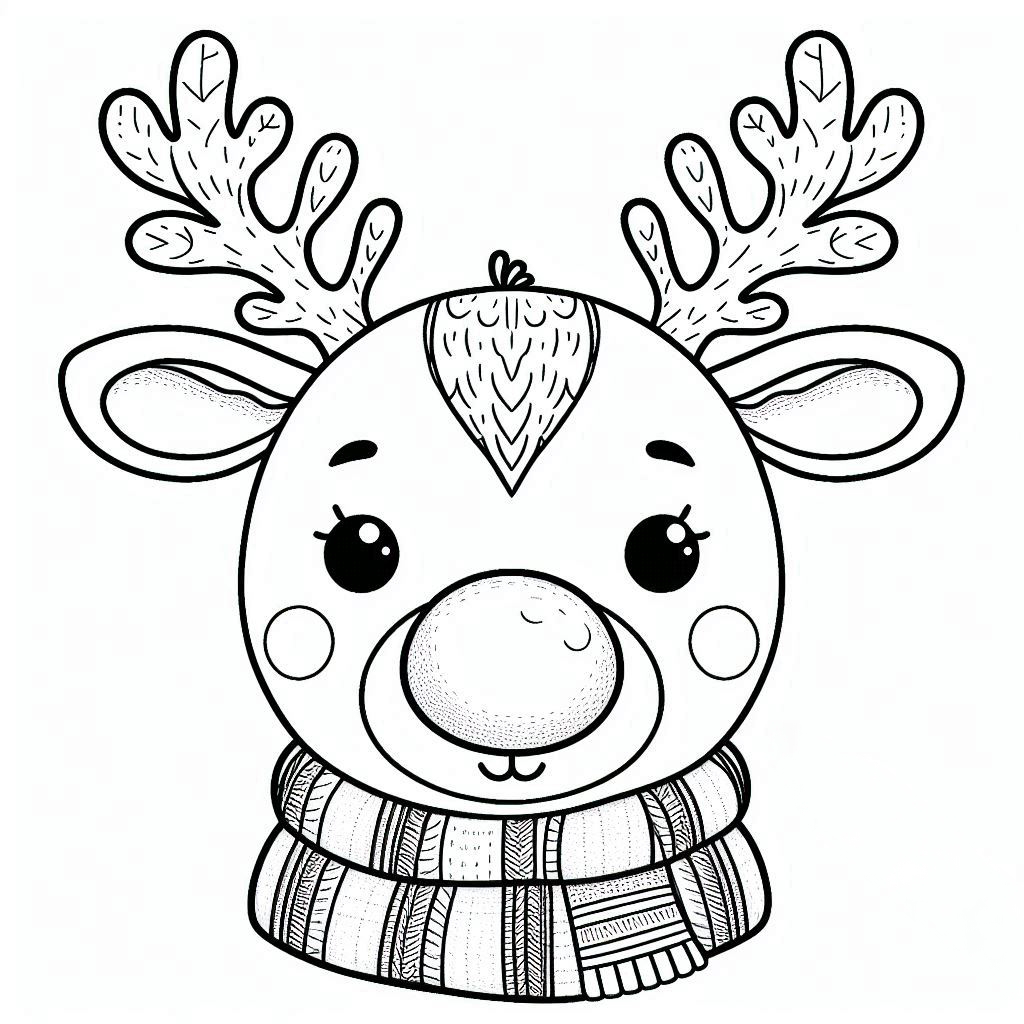 Kolorowanka Renifer Rudolf czerwononosy