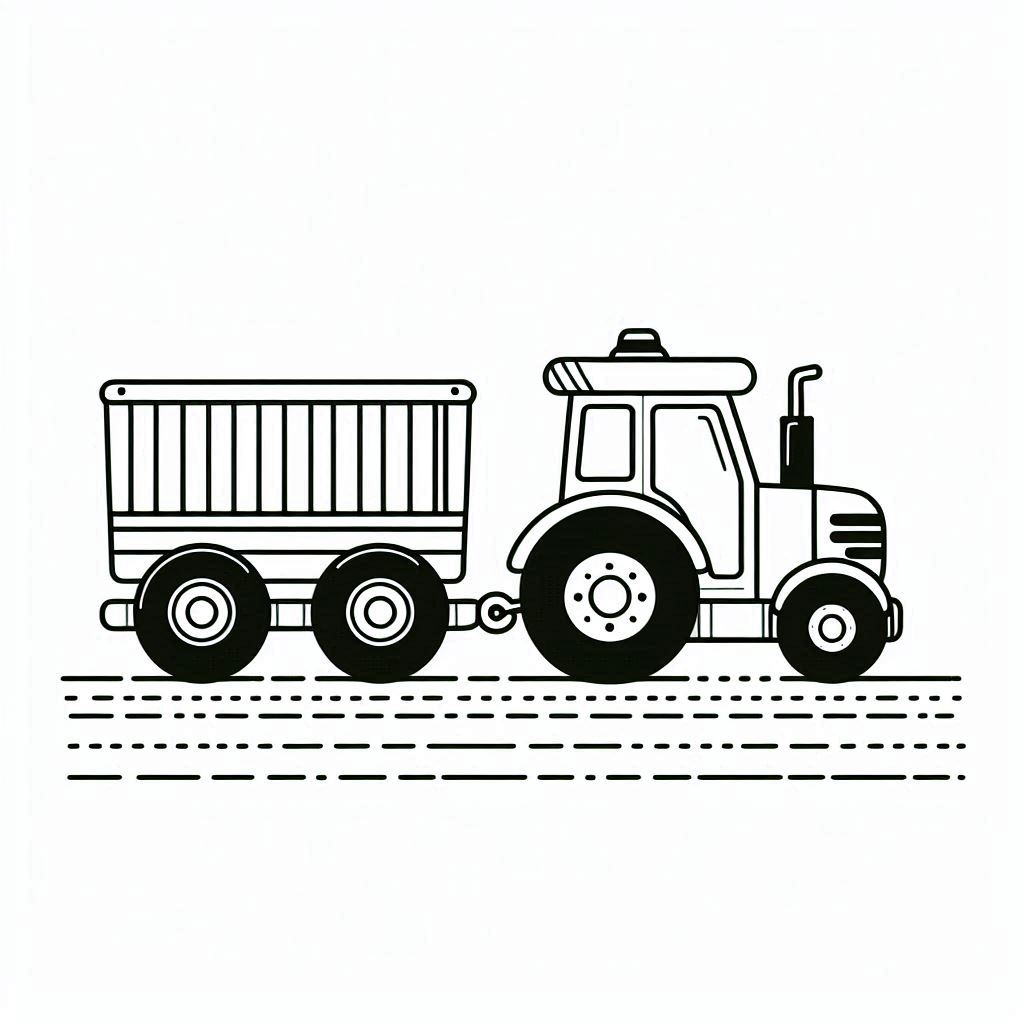Kolorowanka Traktor z przyczepą